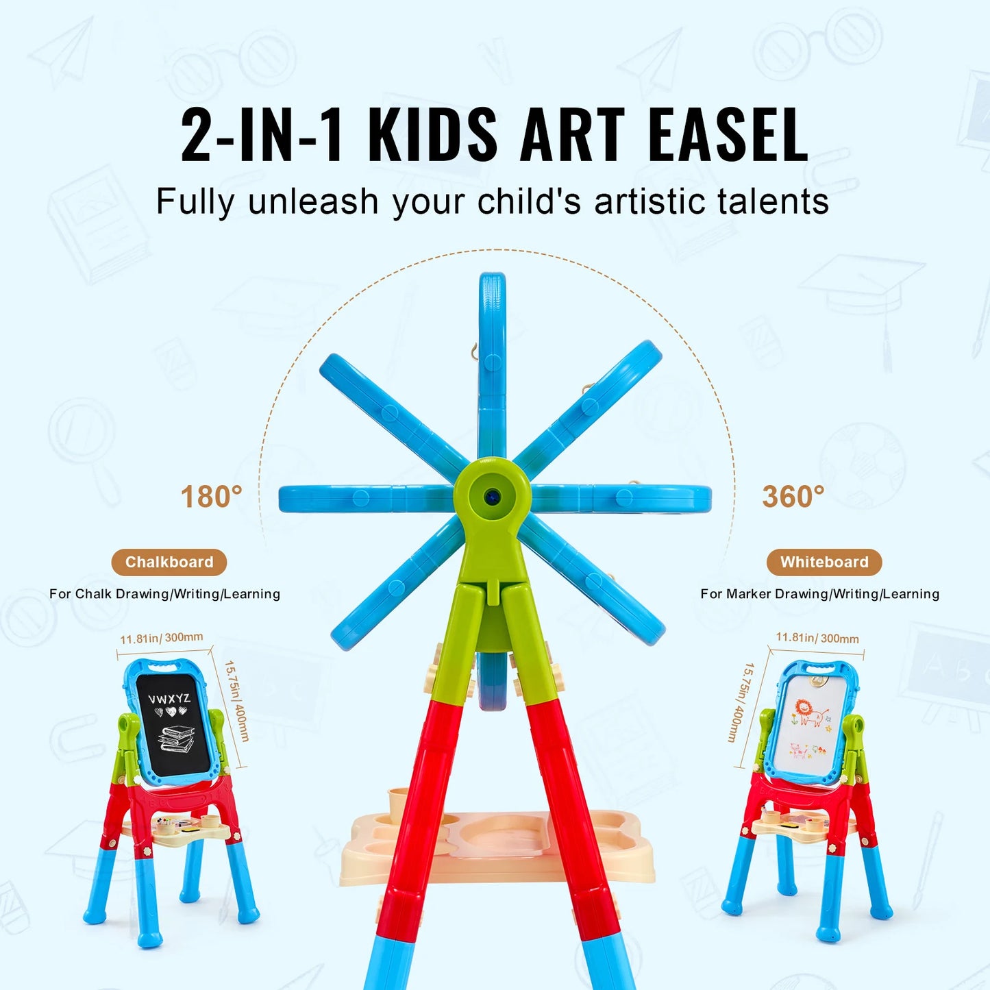 SucceBuy Children Magnetic Drawing Board with Chalkboard Art Easel WordPad Baby Color Graffiti Drawing Toys Gift for Kids Toy