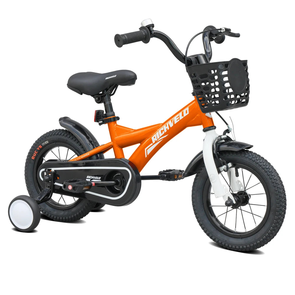 Kids Bike for Girls 12 14 16 Inch with Training Wheels, Adjustable Seat, Front Basket, Doll Seat & Colorful Streamers, Toddler Bicycle for 2-7 Years Old, Red Kids' Bikes for Birthday Gift
