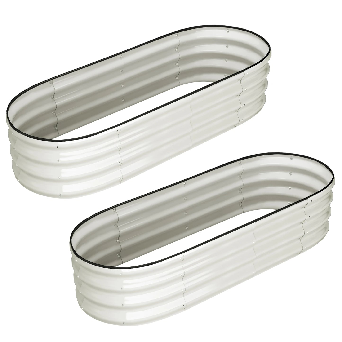 2 Pcs 4.5x2x1ft Oval Raised Garden Bed, Galvanized Raised Beds,Open-Ended Base Metal Raised Planter Beds,Garden Bed Outdoor