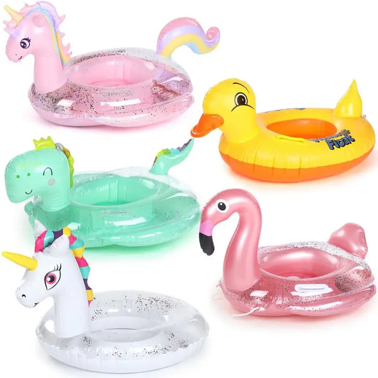 Pack Inflatable Pool Floats Cartoon Swim Tube Rings Ride on Pool Float Glitter Beach Floaties Swimming Summer Beach Party Decor