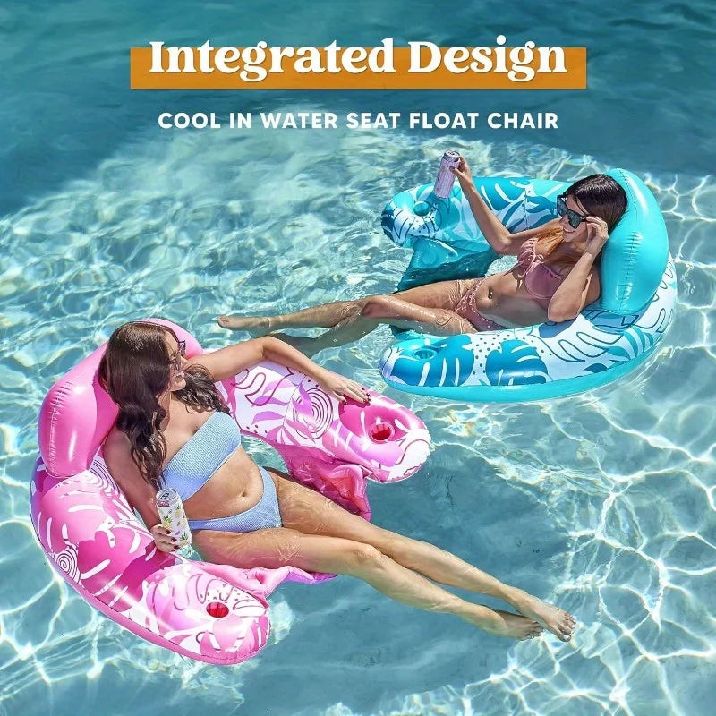 JOYFY 2 Pack Pool Chairs Inflatable Pool Floats Blow up Floats Chair Hammock Noodle for Summer Water Fun Swimming Party
