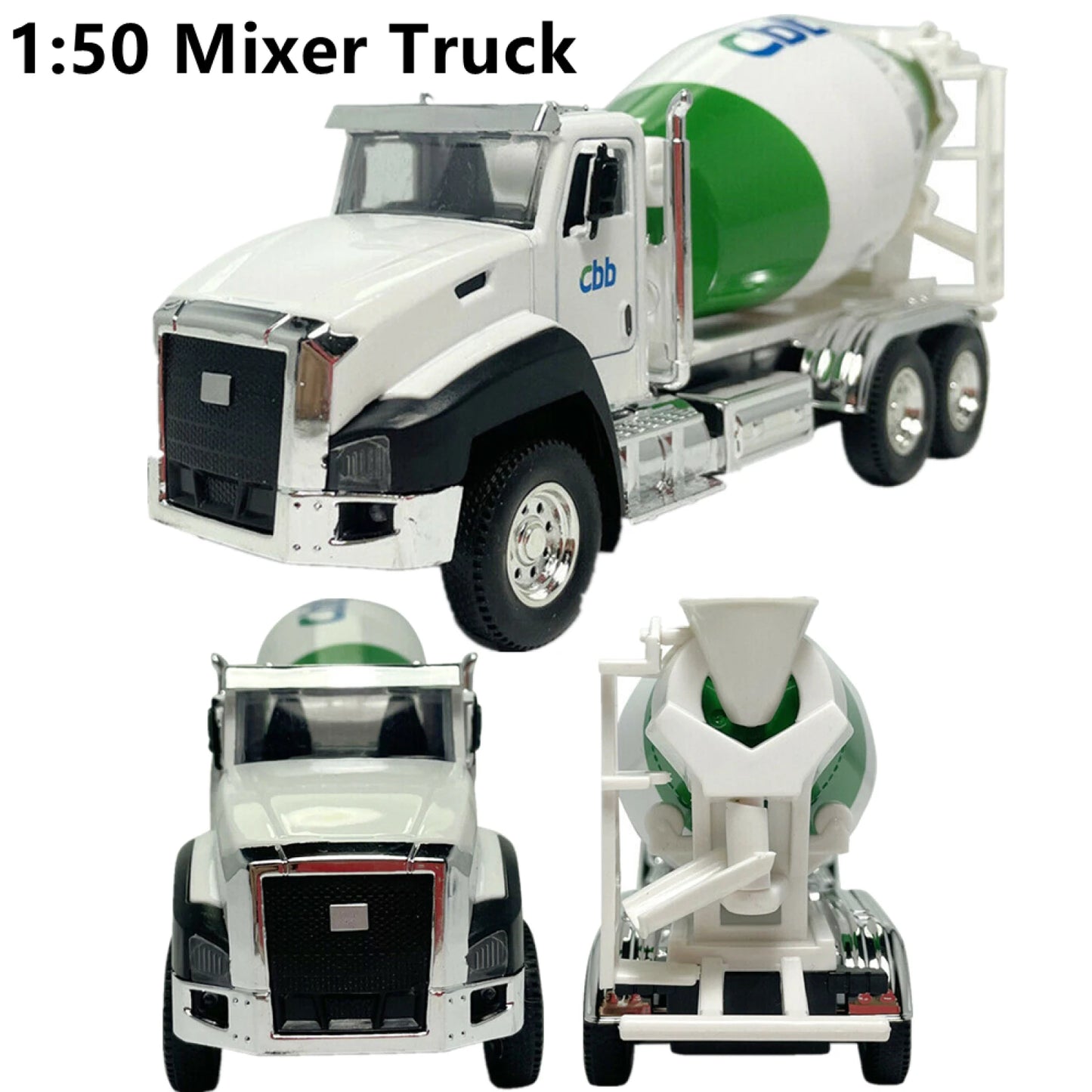 1:50 Scale Engineering Mixer Excavator Alloy Metal Diecast Car Model Truck Pull Back Kids Toy Vehicle Gifts