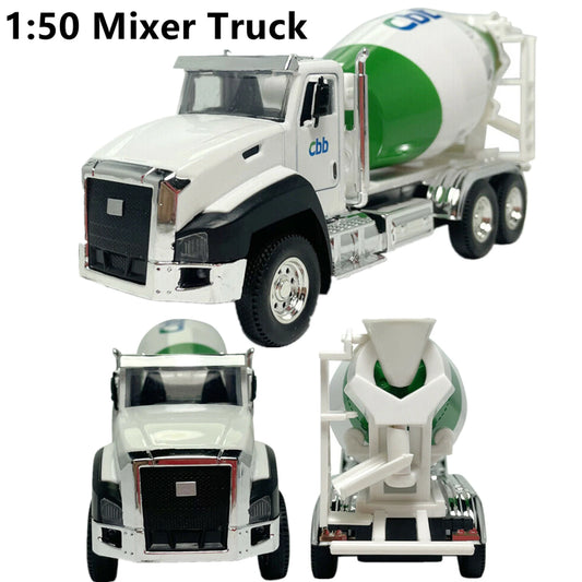 1:50 Scale Engineering Mixer Excavator Alloy Metal Diecast Car Model Truck Pull Back Kids Toy Vehicle Gifts