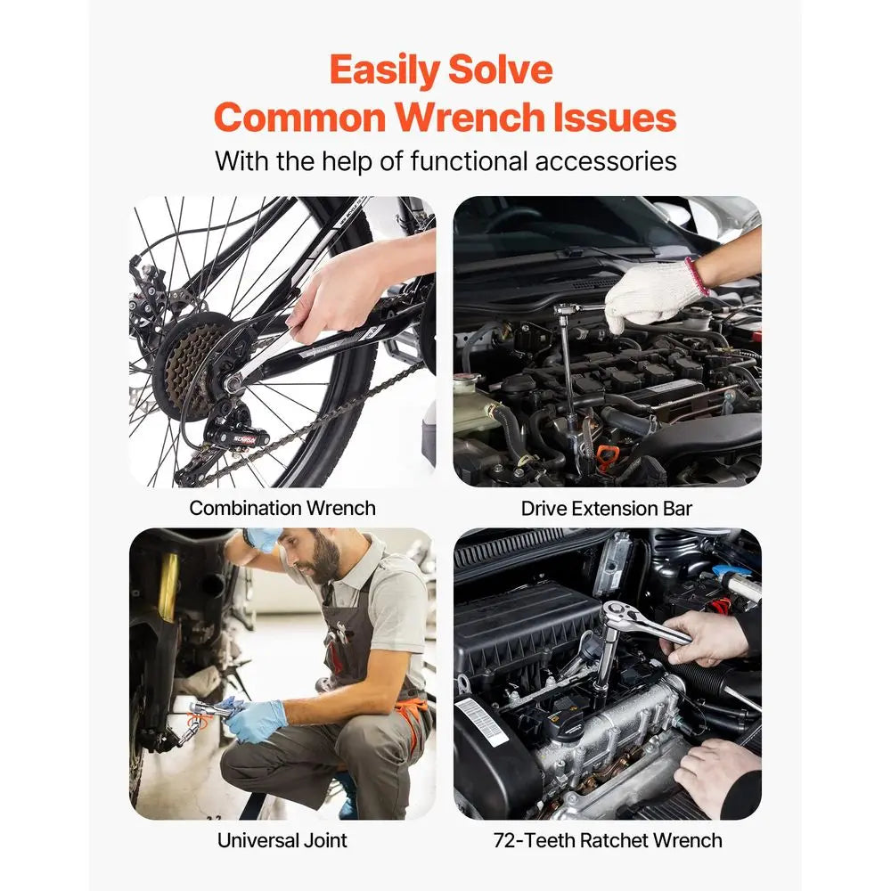 Mechanics Tool Set and Socket Set, 450 Pcs, 1 4, 3 8 and 1 2 inch Drive Deep and Standard Sockets, SAE Metric Mechanic Tool Kit