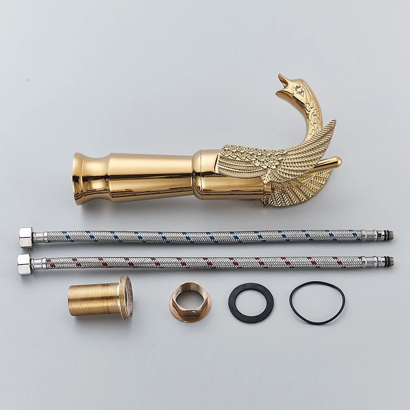 Golden Swan Bathroom Basin Faucet Deck Installation Mixer Taps Hot and Cold Water Basinwash Sink Mixer Taps Brass Crane