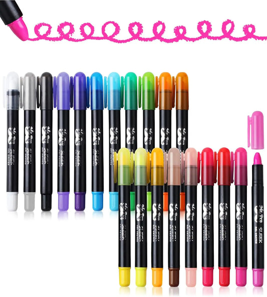 20 Twistable Gel Crayons, Non-Toxic, Smooth Drawing for Kids & Adults, Art Supplies