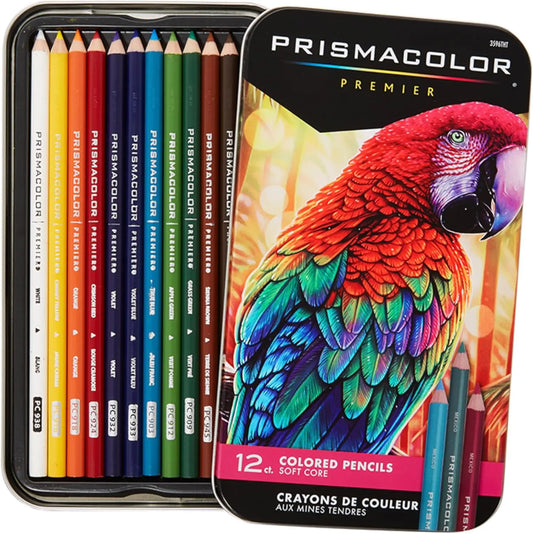 Prismacolor Premier Colored Pencils, Soft Core, Assorted Colors, 12 Count - Vibrant, Ultra-Smooth for Adult Coloring & Drawing