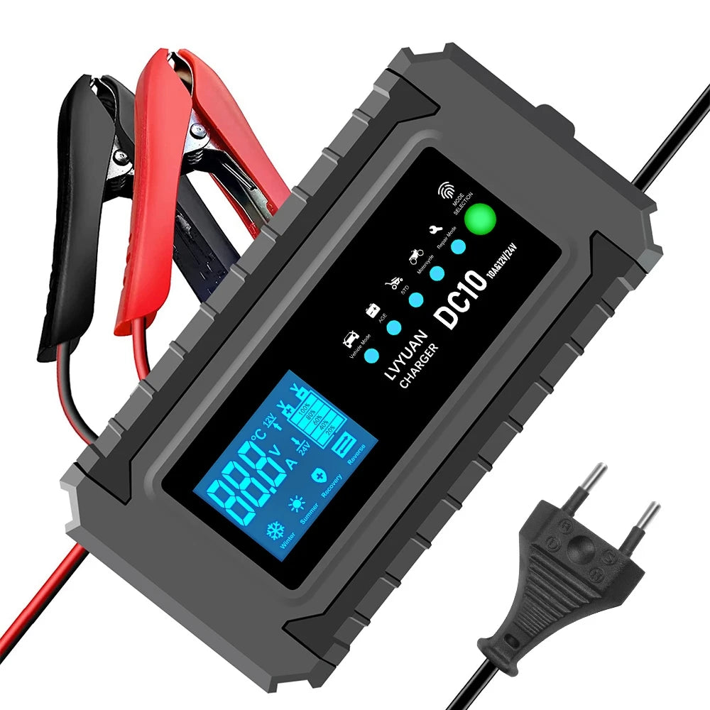 LVYUAN Battery Charger 10Amp Current with LCD Display Smart Charging For LiFePO4/battery