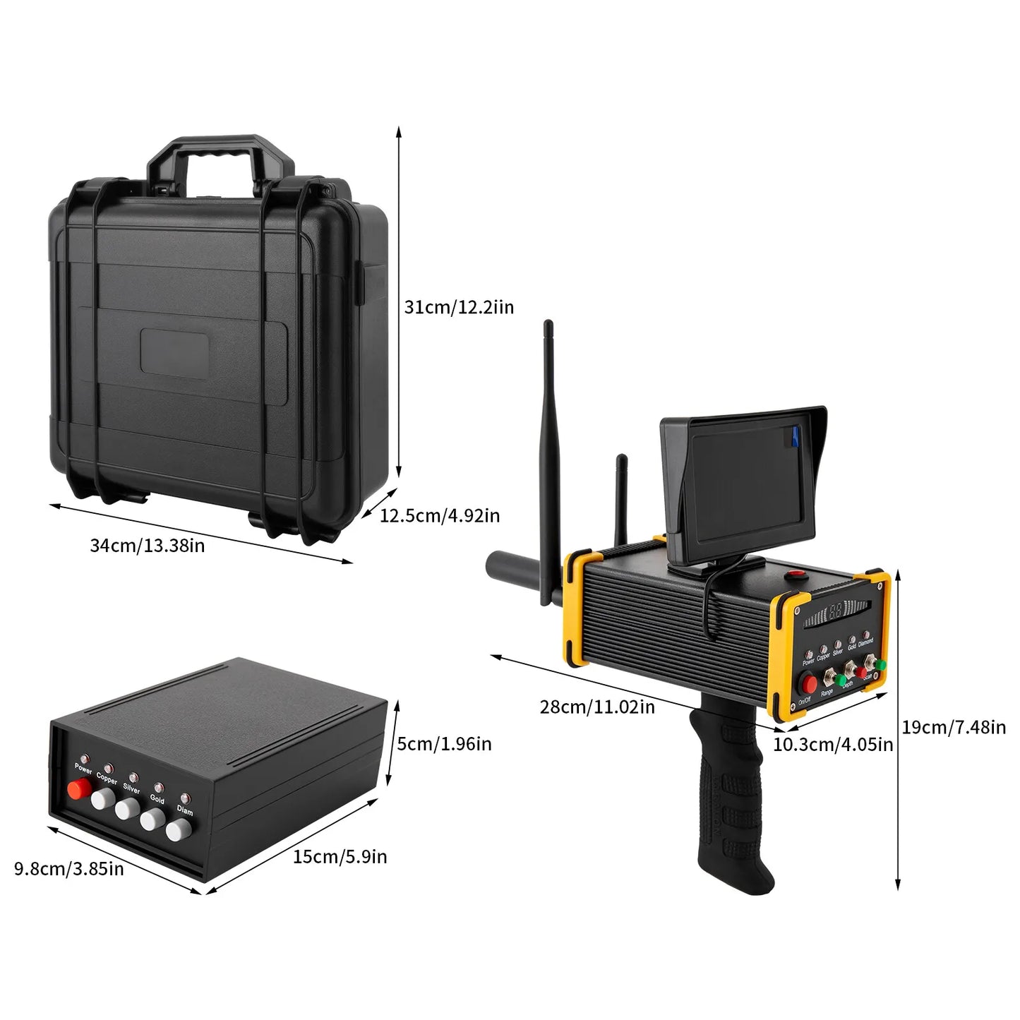 Treasure Hunter 3D Metal Detector: Long Range Gold Silver Gem Diamond Finder with LCD