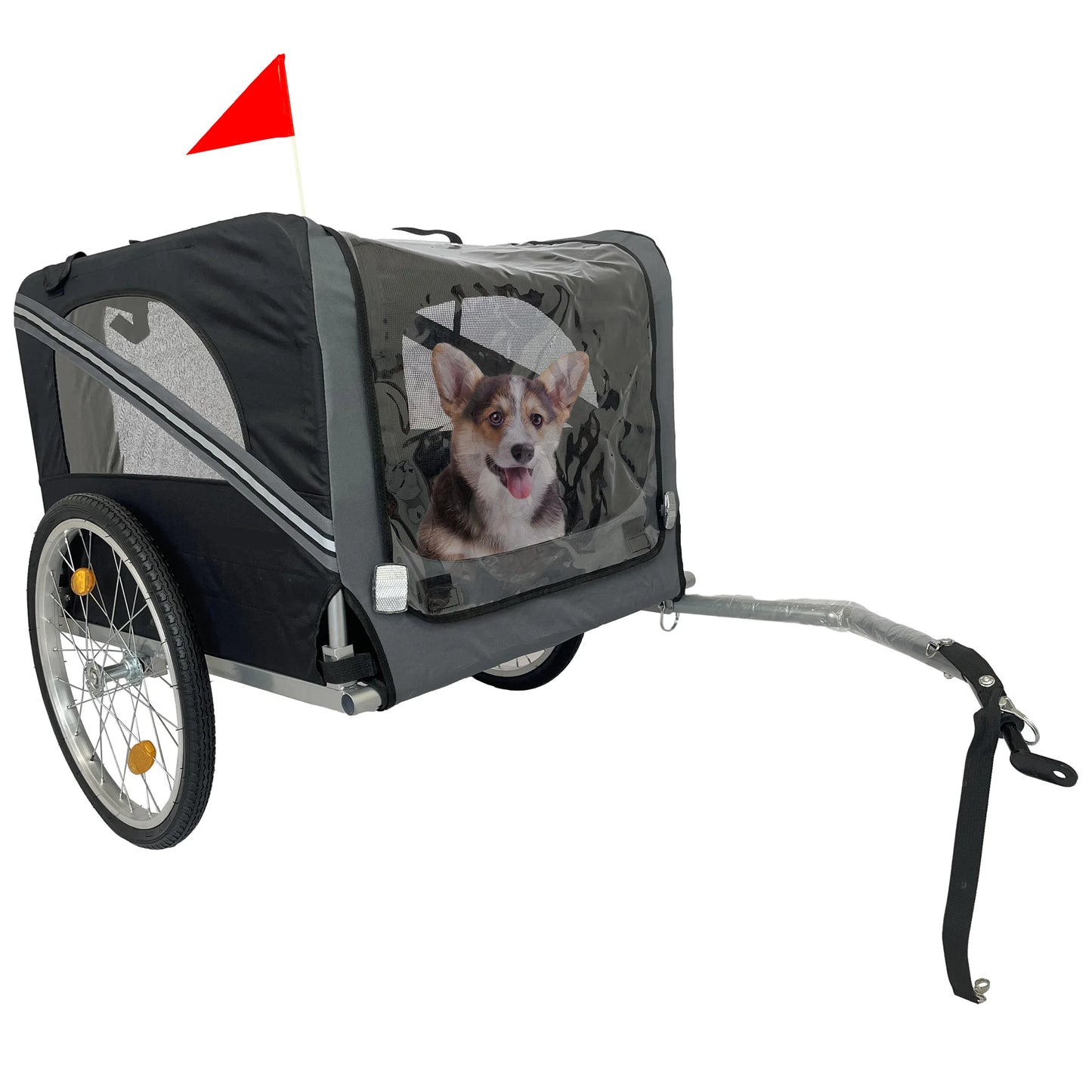 Dog Bike Trailer, Outdoor Foldable Utility Pet Stroller with 20 Inch Wheels Easy to Connect & Store