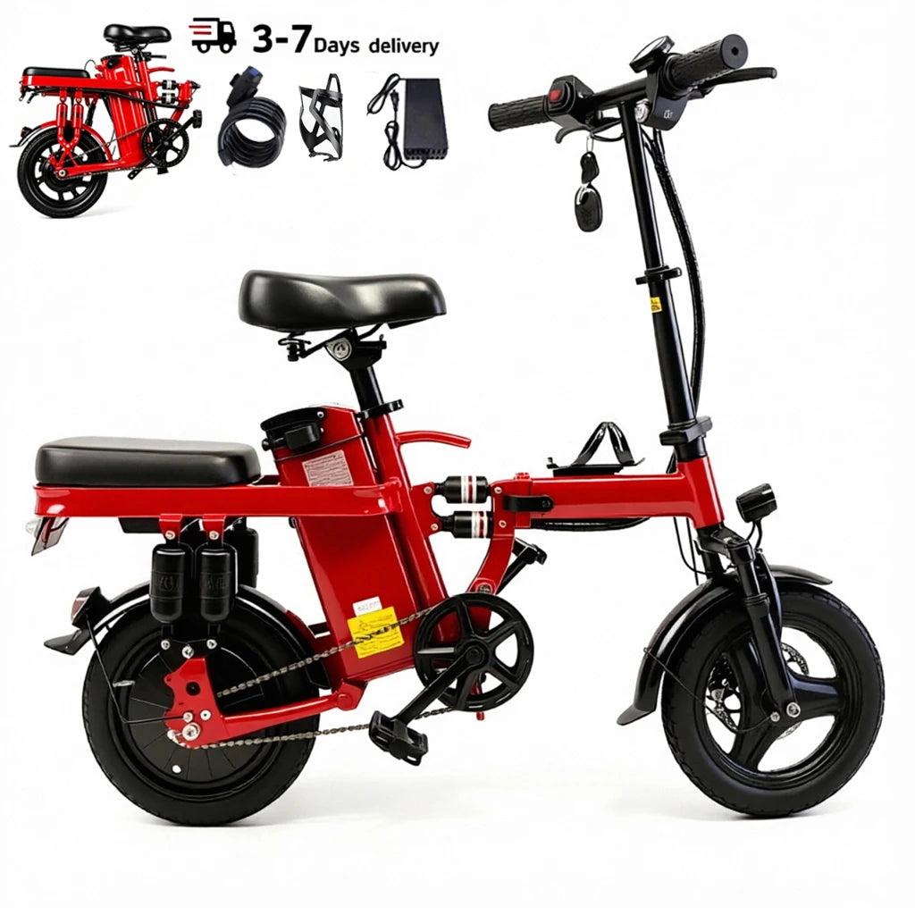 Foldable Electric Bike For Adults, 14" Electric E-Bike With 500W Peak Motor, Max 45 Miles 19 MPH Electric Bicycles, Dual Front Suspension，maximum load capacity of 120 kilograms,There are multiple configurations to choose fr