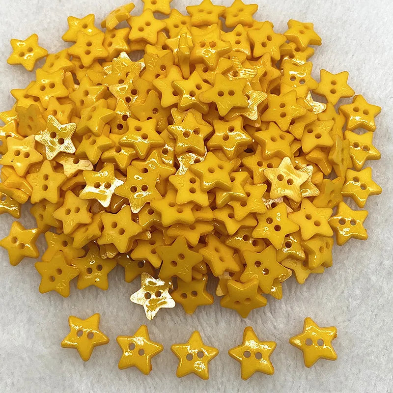 New 12mm-15mm-20mm Colours Five- Pointed Star with Two Eye Buttons  Resin Sewing Buttons Diy Scrapbooking Multicolour