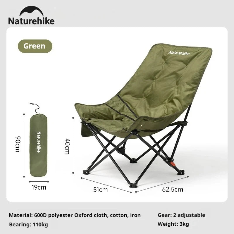 Naturehike Sea Star Recliner Outdoor Folding High Back Moon Chair 2-Position Adjustable Portable Camping Chair for Relaxing Foldable Leisure Travel Furniture Picnic