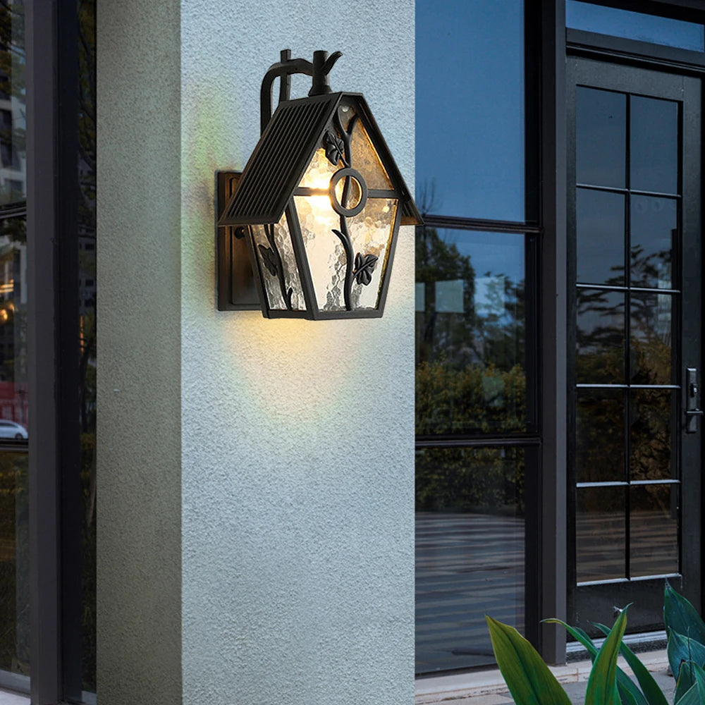 100W European Style House Wall Lamp IP55 Waterproof Outdoor E26 Base Light with Flower Decoration for Garden, Patio & Corridor