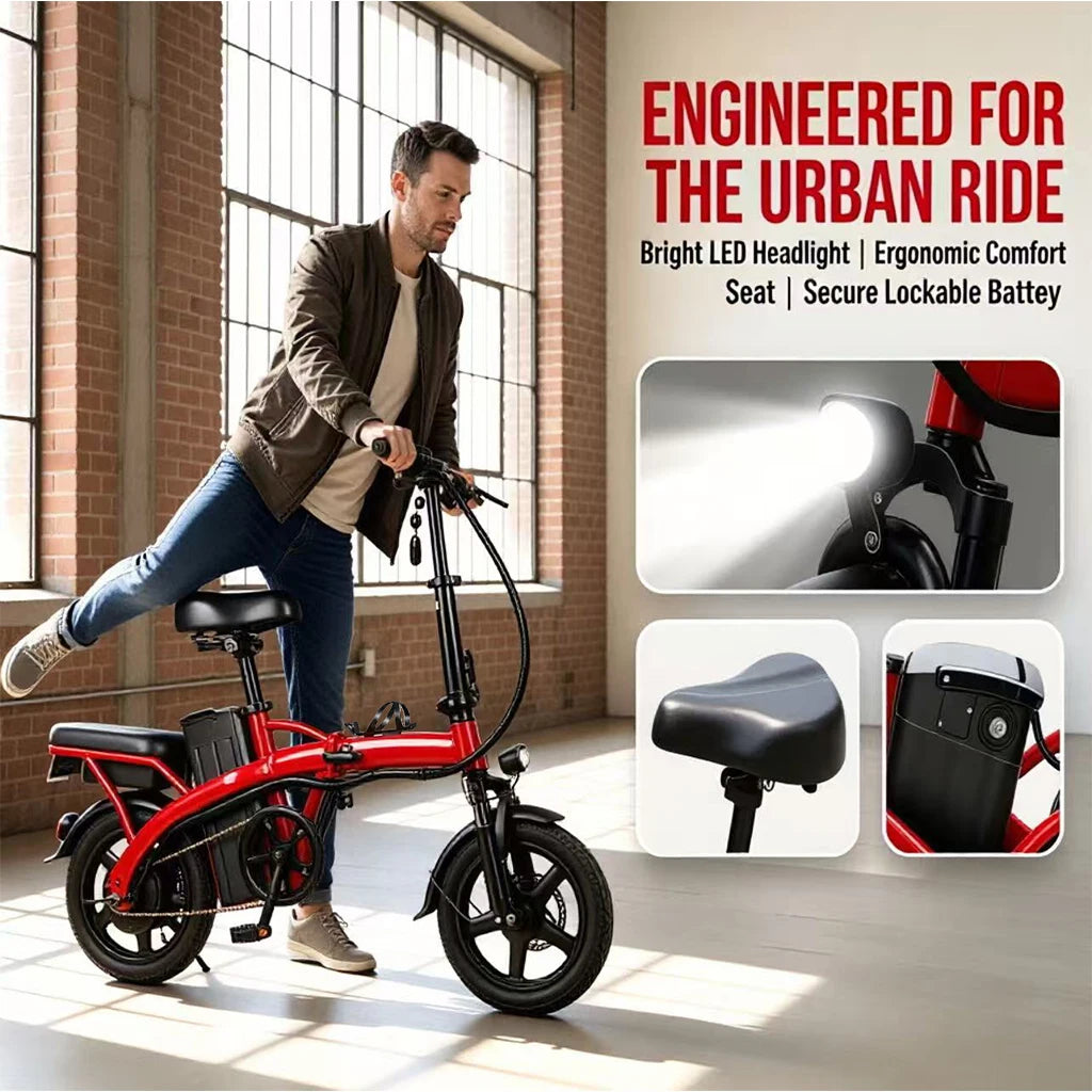 Foldable Electric Bike For Adults, 14" Electric E-Bike With 500W Peak Motor, Max 45 Miles 19 MPH Electric Bicycles, Dual Front Suspension，maximum load capacity of 120 kilograms,There are multiple configurations to choose fr