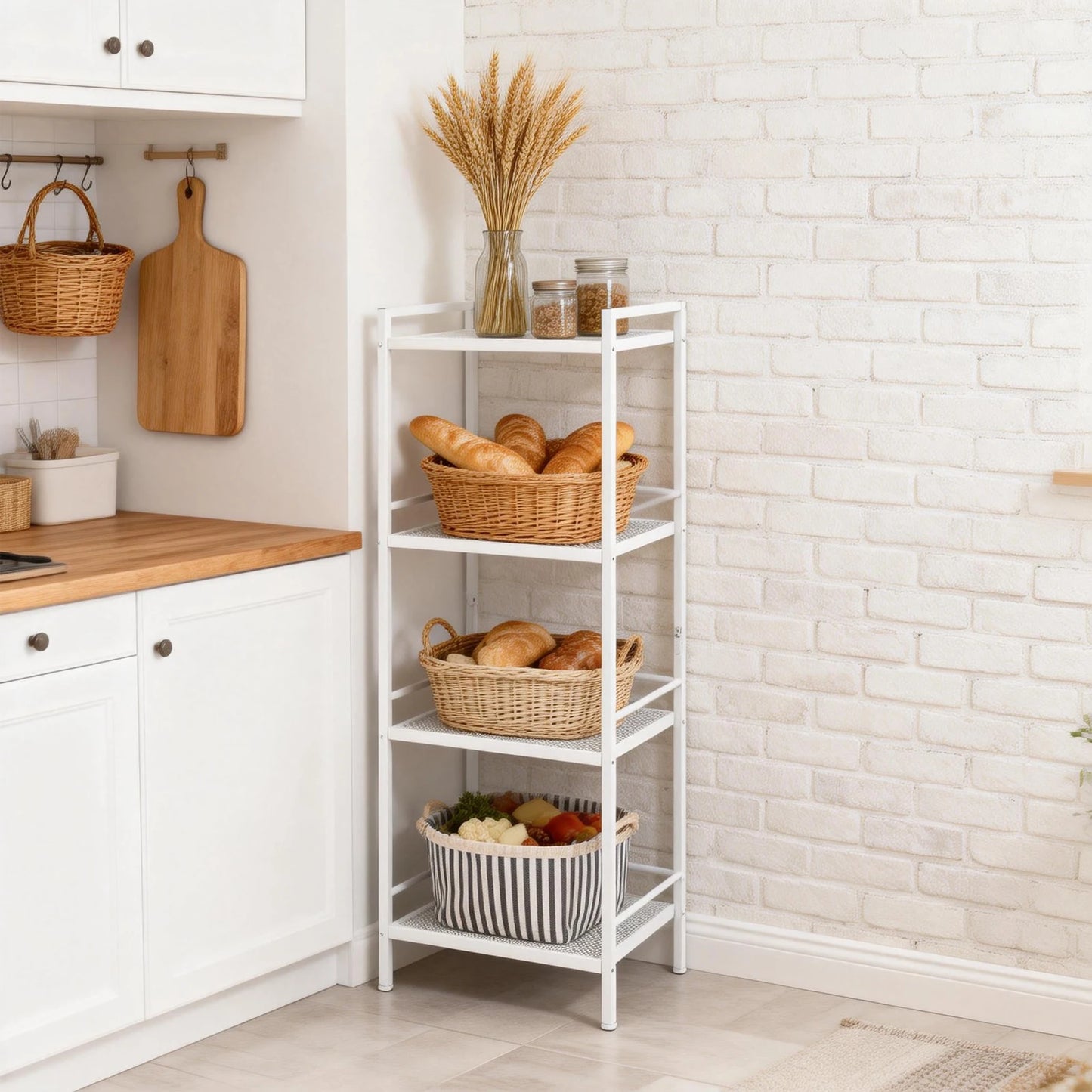 Bathroom Storage Shelving Unit Carbon Steel Display Plant Stand, Corner Rack Shelving for Laundry Bathroom Kitchen Organization