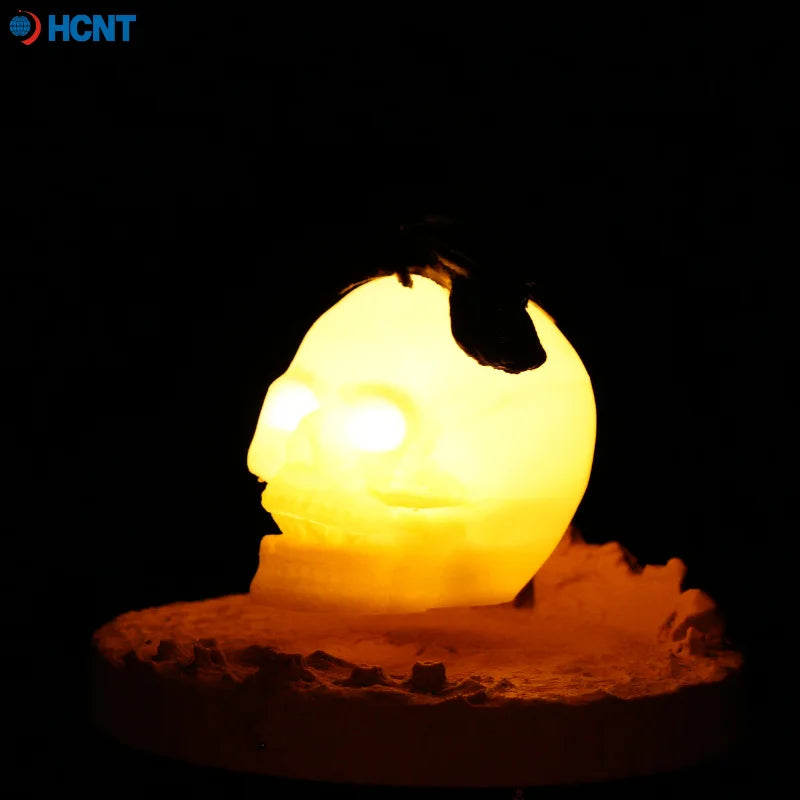 HCNT Magnetic Levitating 3D-Printed Skull Night Light 3 Light Modes Decor Lamp for Game Room Party Horror Decor Unique Skull Gif