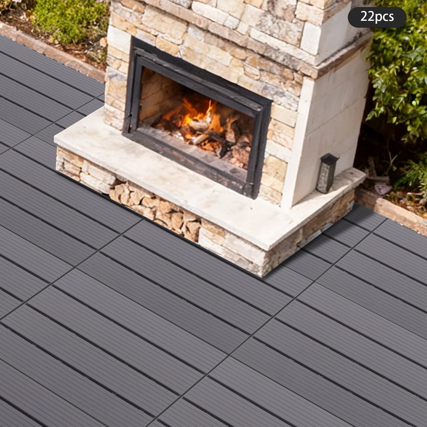 22 PCS Composite Garden Floor Boards 30 x 30cm Quick Splicing DIY Waterproof Anti Slip Outdoor/ Indoor Flooring