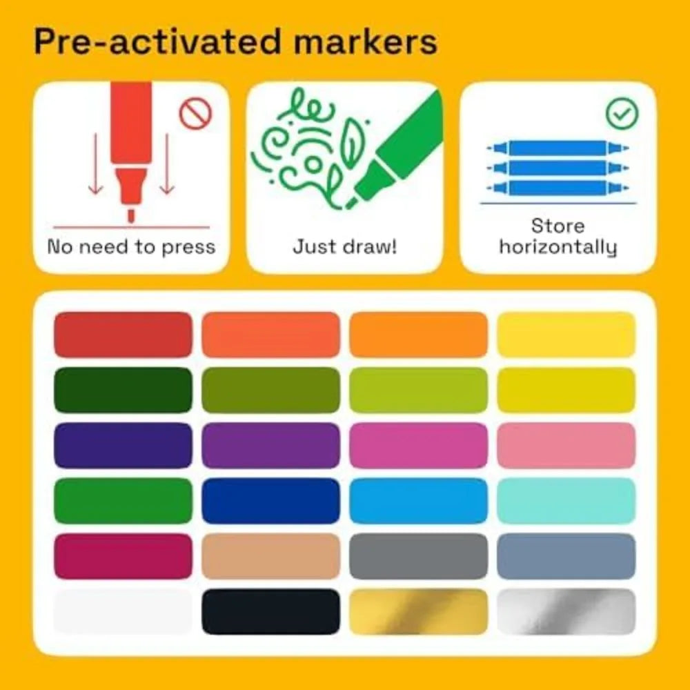 24 Dual-Tip Fabric Markers - Permanent Acrylic Paint Pens for Clothes, Sneakers, Bags, Canvas & DIY Crafts - Brush & Fine Tip