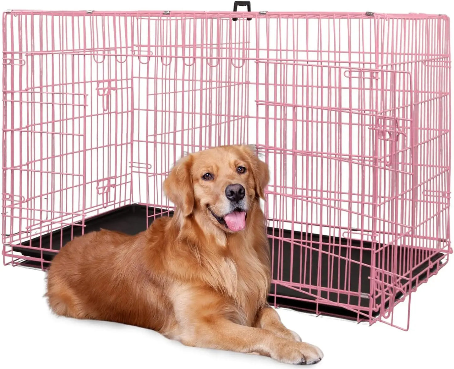 BestPet | Dog Crate | 48" | Blue | Foldable Metal Kennel with Double Doors, Secure Slide-Bolt Latches, Leakproof Tray |