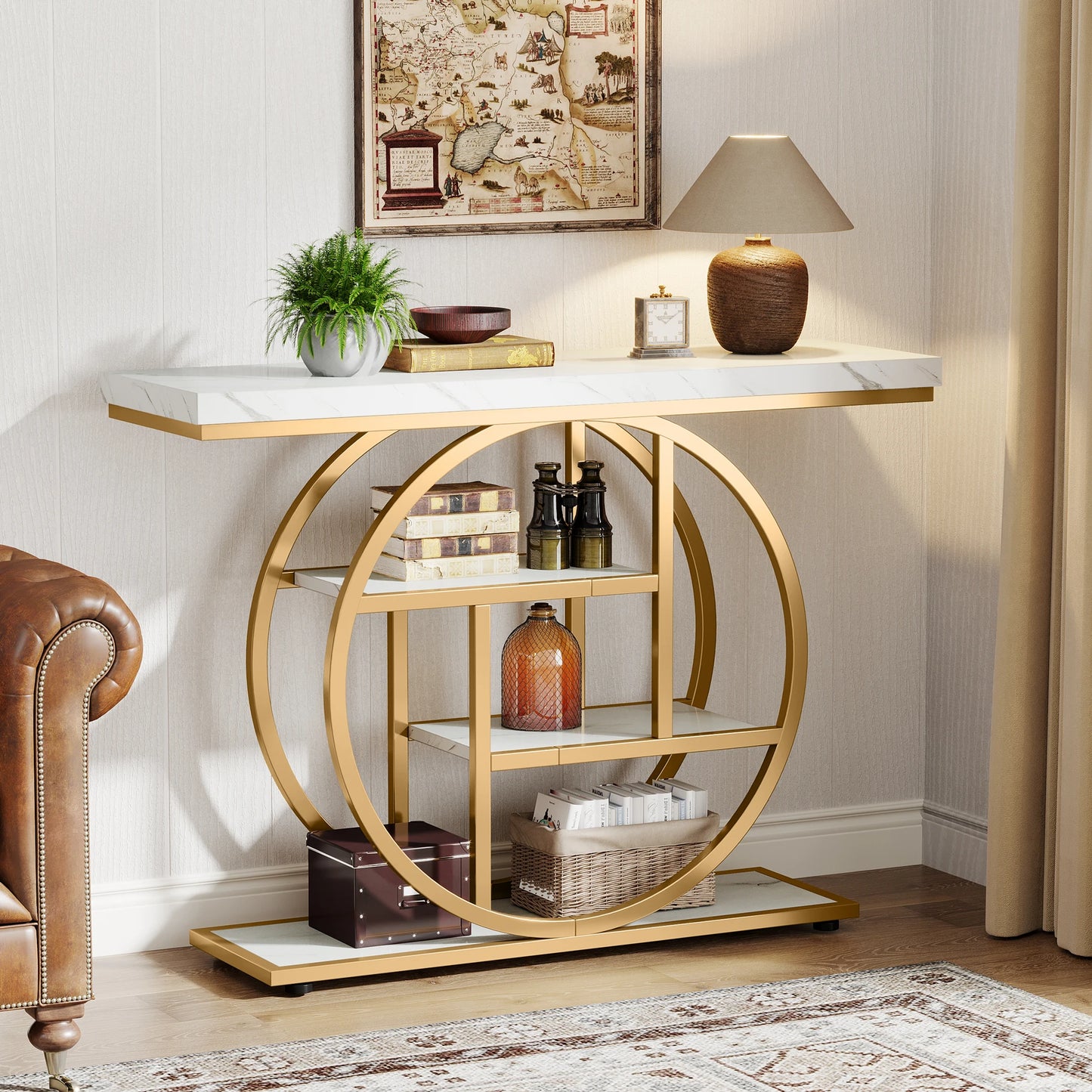 Console Table, 4-Tier Entryway Table, 41.3-Inch Industrial Sofa Table for Living Room, Foyer Hallway Table for Entrance