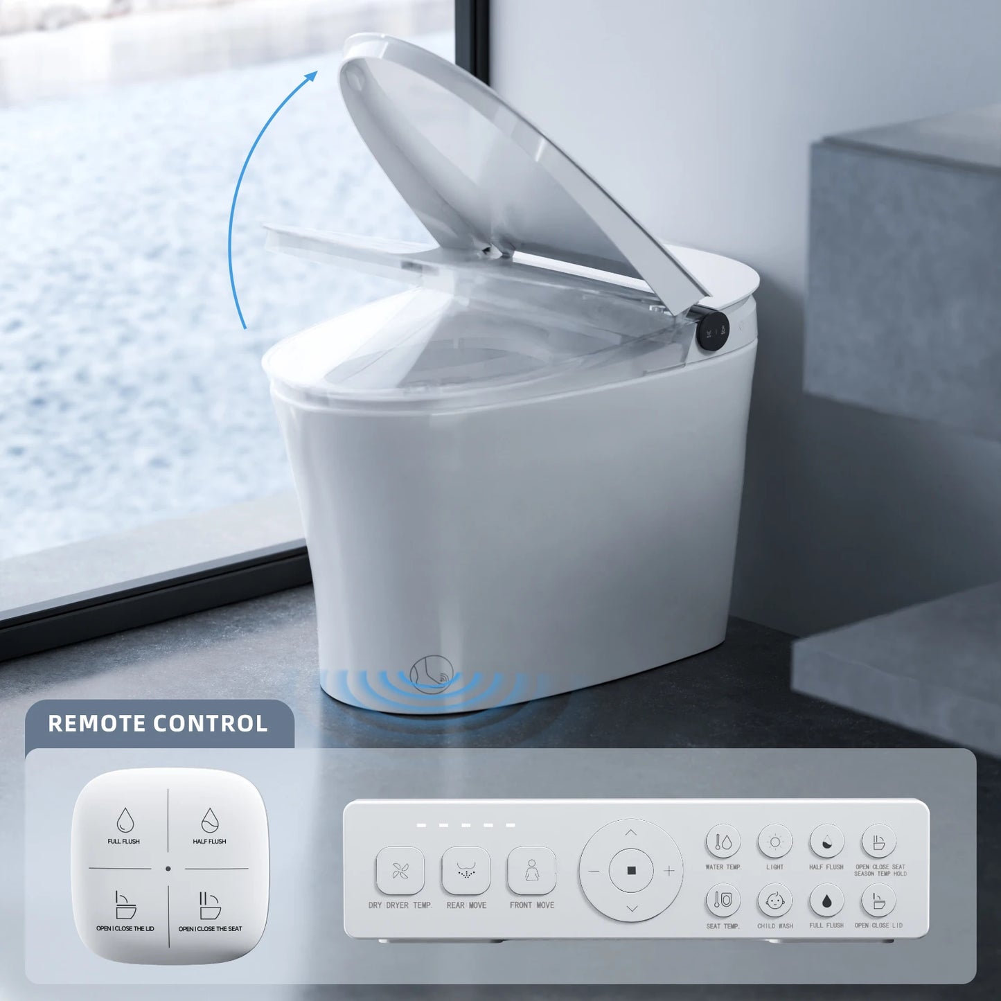 AQUATIZ G109-1Max Intelligent Smart Toilet with Bidet Built-in, ADA Height, Auto Open/Close, Dual Control & LED Display