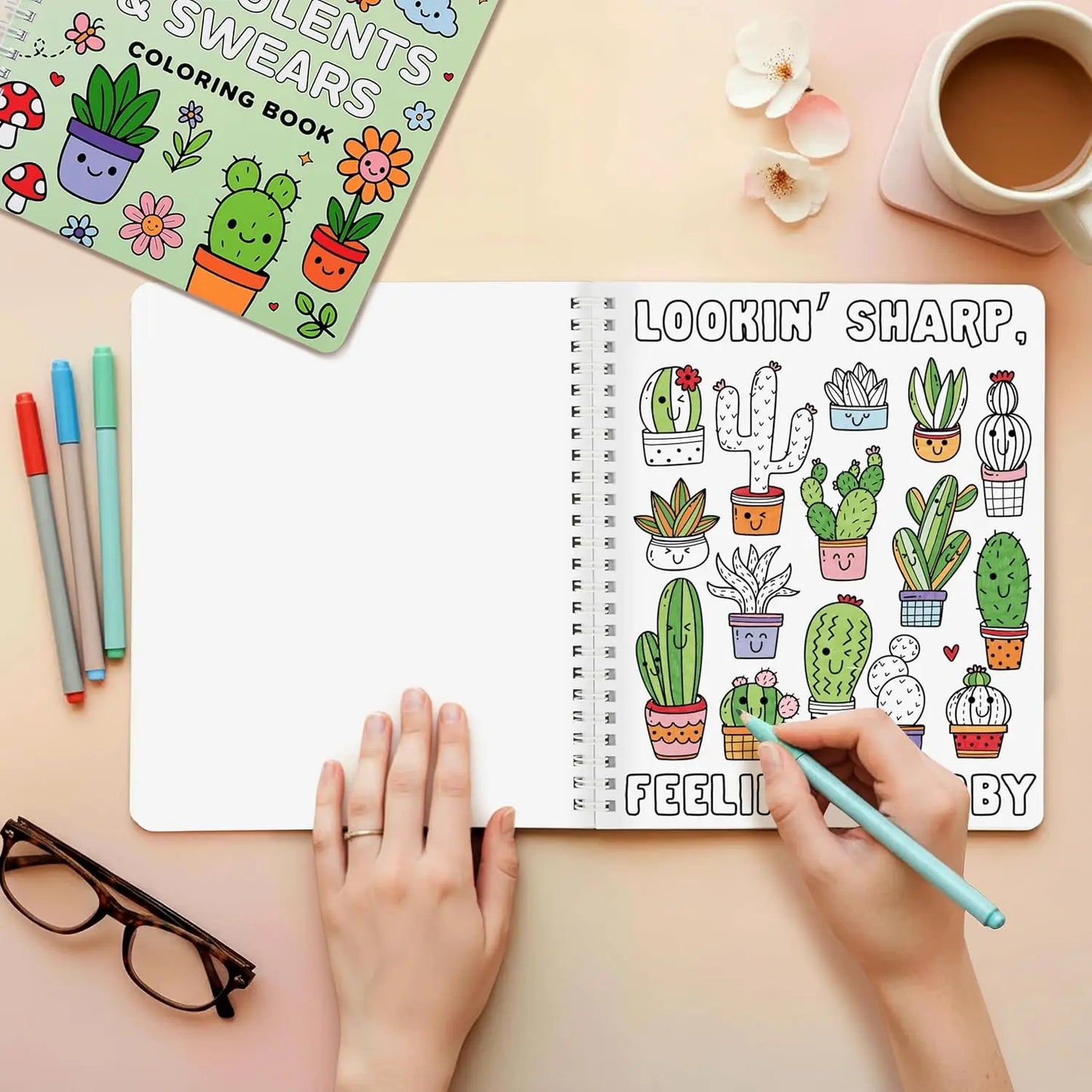 Adult Coloring Book Set of 2 with Floral Designs for Relaxation and Stress Relief - Perfect Gift for Women, Fun and Creative