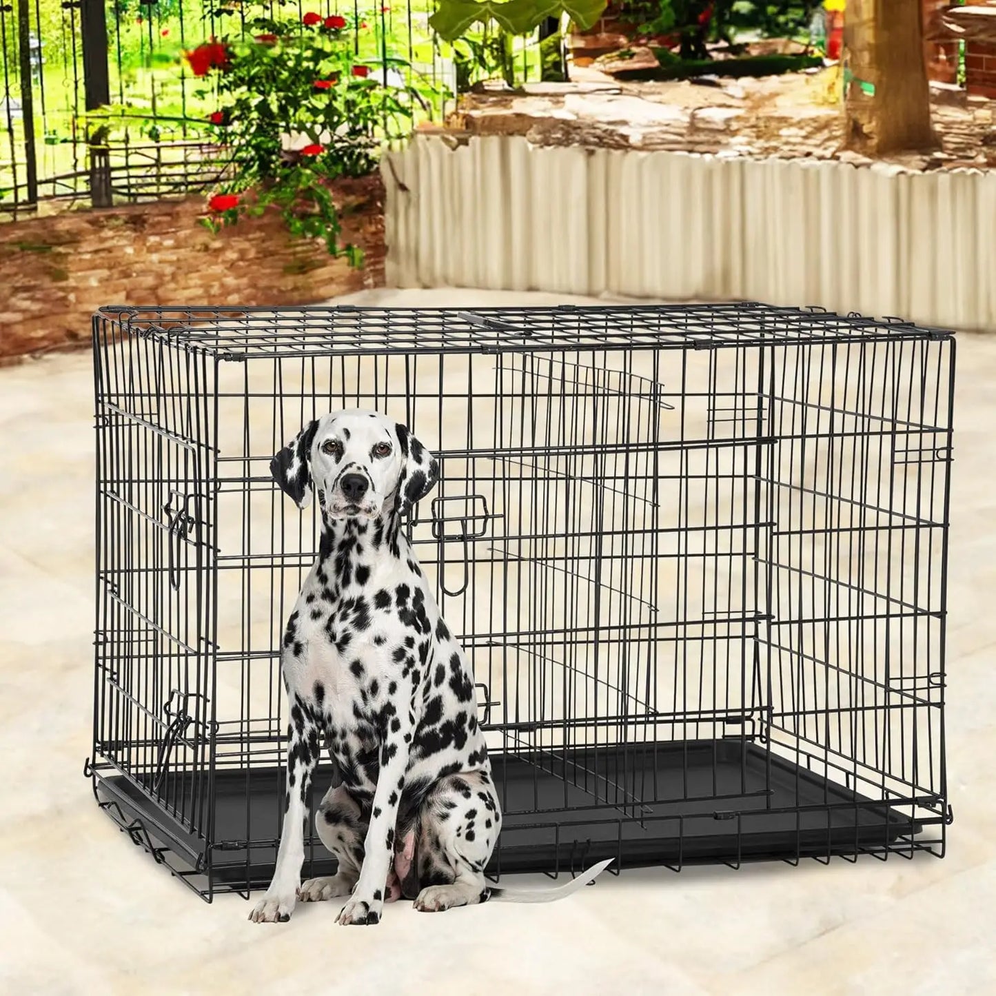 BestPet | Dog Crate | 48" | Blue | Foldable Metal Kennel with Double Doors, Secure Slide-Bolt Latches, Leakproof Tray |