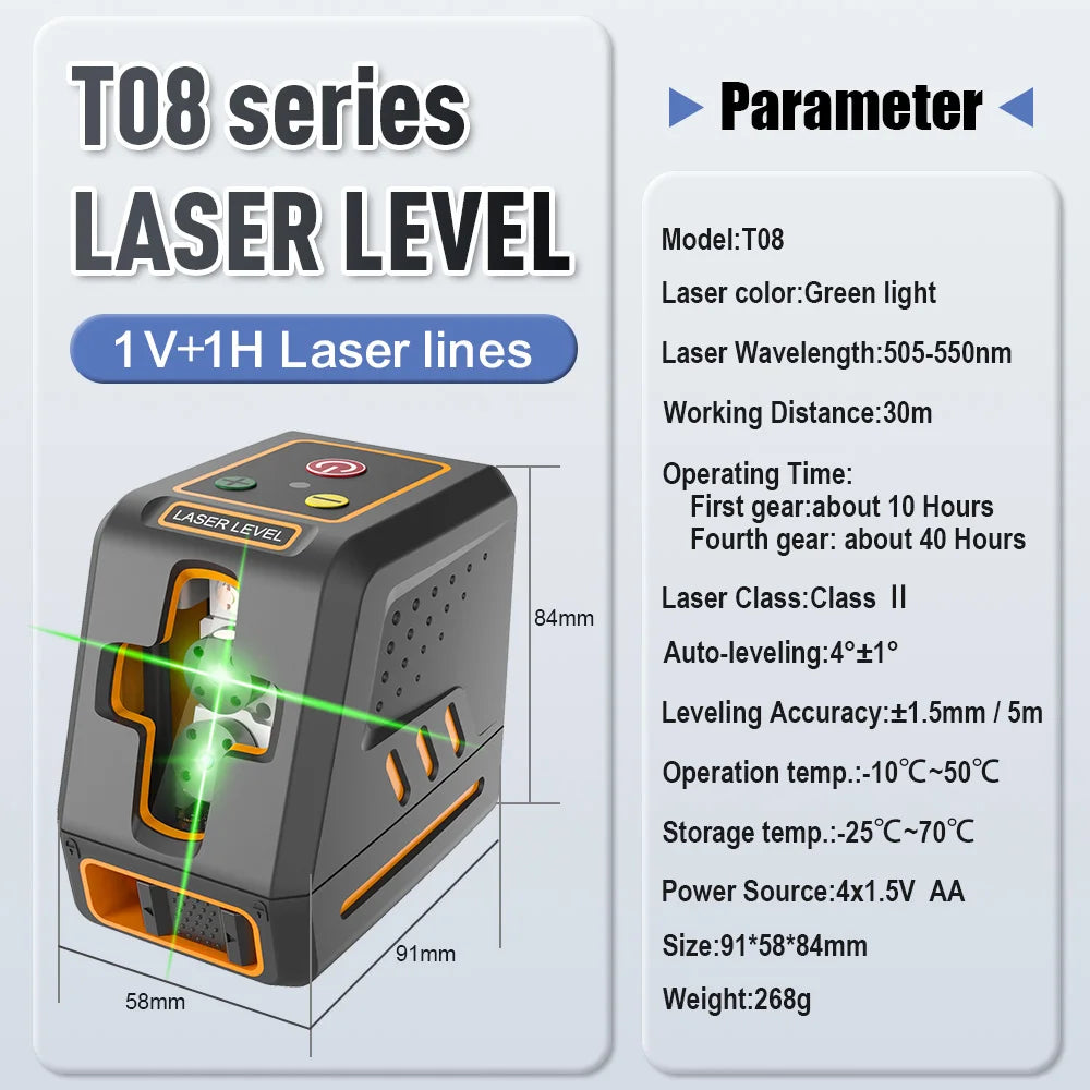 (USA Stock) BOAYAL Laser Level Self Leveling Green Cross Line for Picture Hanging Tile Home DIY Construction Battery Included