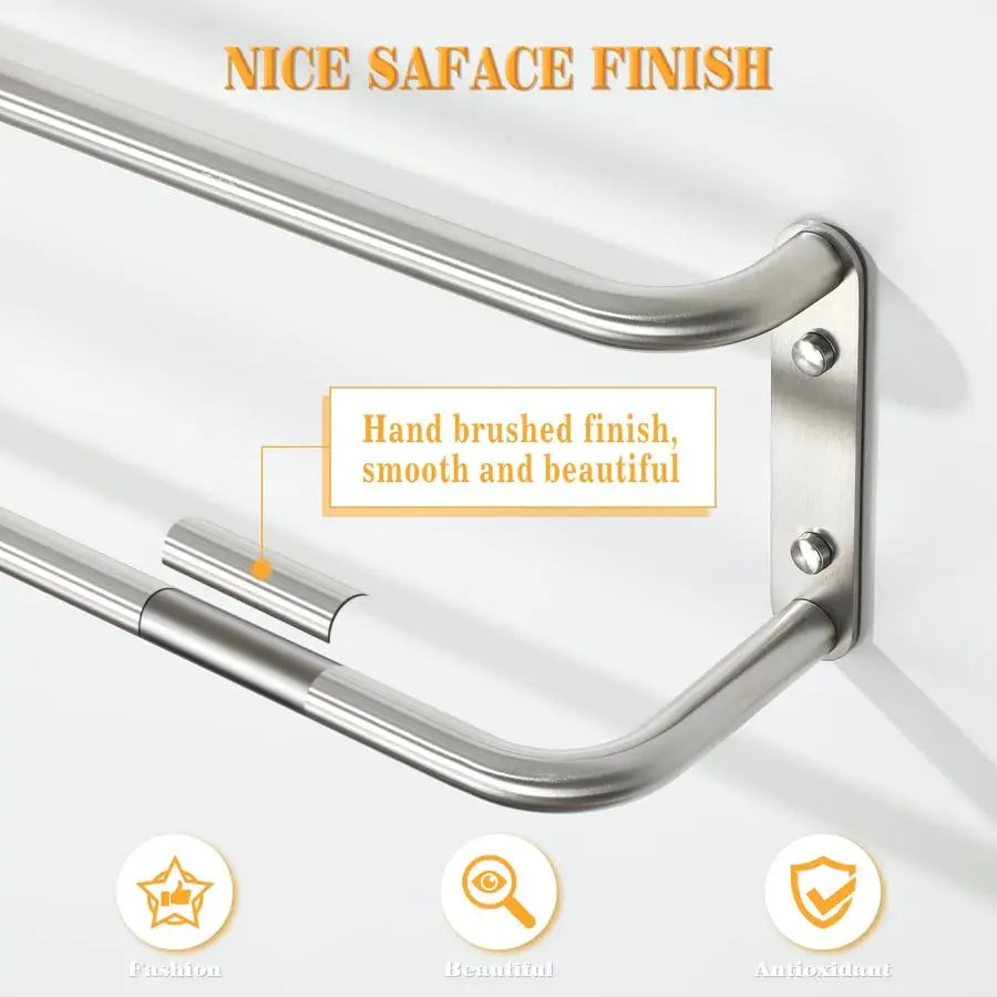 16 Inch Double Towel Bars for Bathroom Lavatory,Towel Holder Towel Racks for Bathroom Wall Mount SUS304 Stainless Steel Bath Tow
