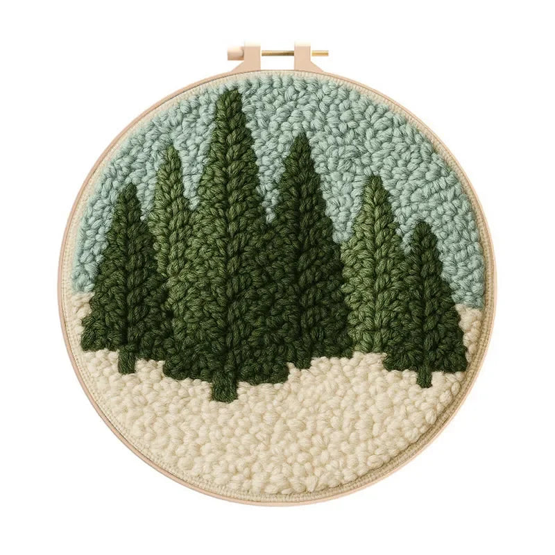 Punch Needle Embroidery Kits For Adults Scenery DIY Craft Yarns Embroidery Set for Beginner Cross Stitch Home Painting Decor