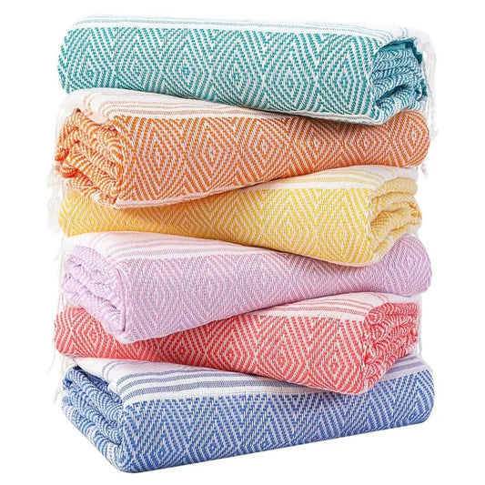 6 Packs Oversized Turkish Beach Towels Set Bulk 74x38 Extra Large Sand Free Quick Dry Swim Bath Camping Pool Towel Travel Blanke