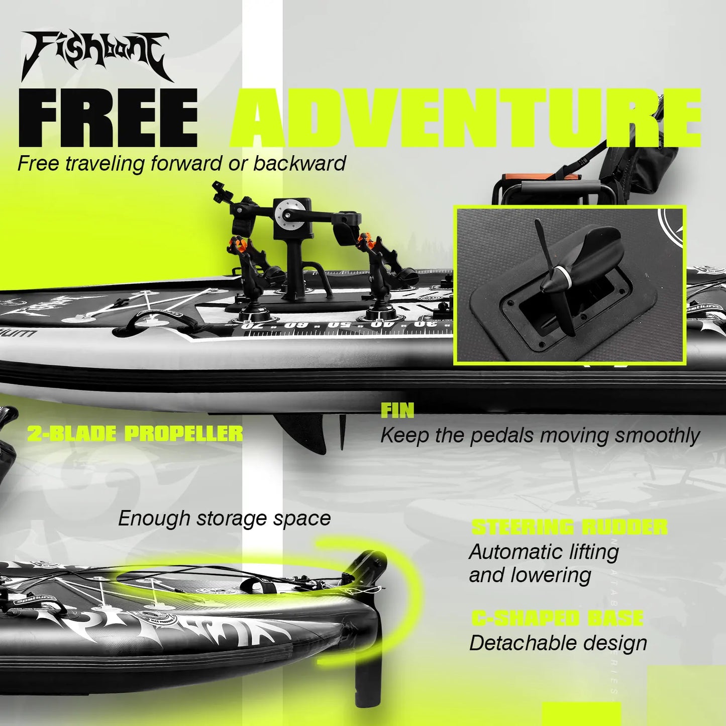 Spatium Fishing Kayak Boat Pedal Drive Sit on Top Pedal Drive Kayak Power System Orientation System, 11'*48"*6",Capacity 660LBS