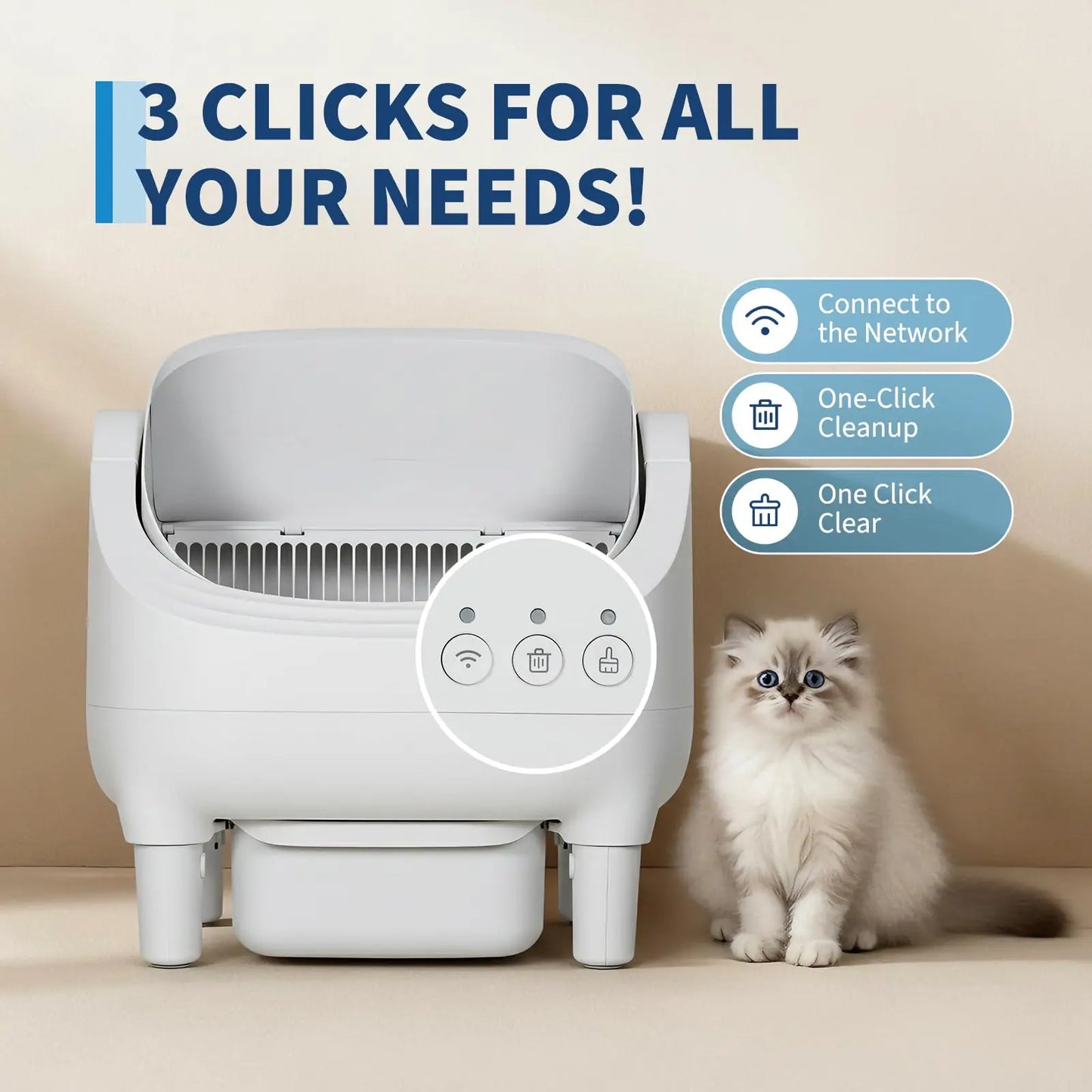 Smart Self-Cleaning Litter Box For Cats Open Air Auto-Sifting Pet Toilet Odor Control Extra Large Kitty Tray With App