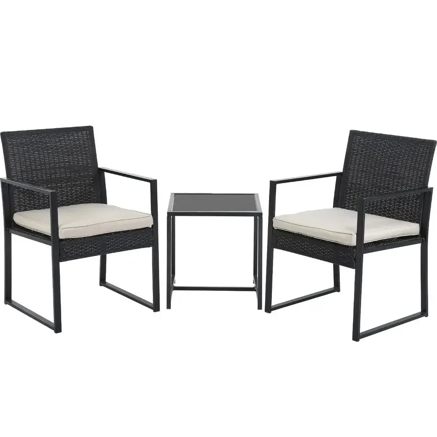 Patio Bistro Set 3 Pieces Outdoor Wicker Chair Patio Rattan Furniture Wicker Conversation Sets Backyard Garden Balcony Poolside