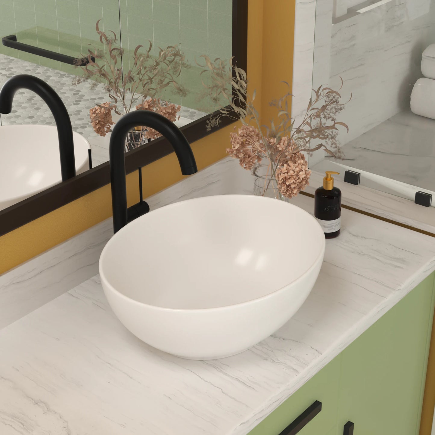 16x13 Inch White Ceramic Modern Oval Bathroom Sink For Home Bathrooms, Restaurants, Office Buildings, Schools, Indoor or Outdoor