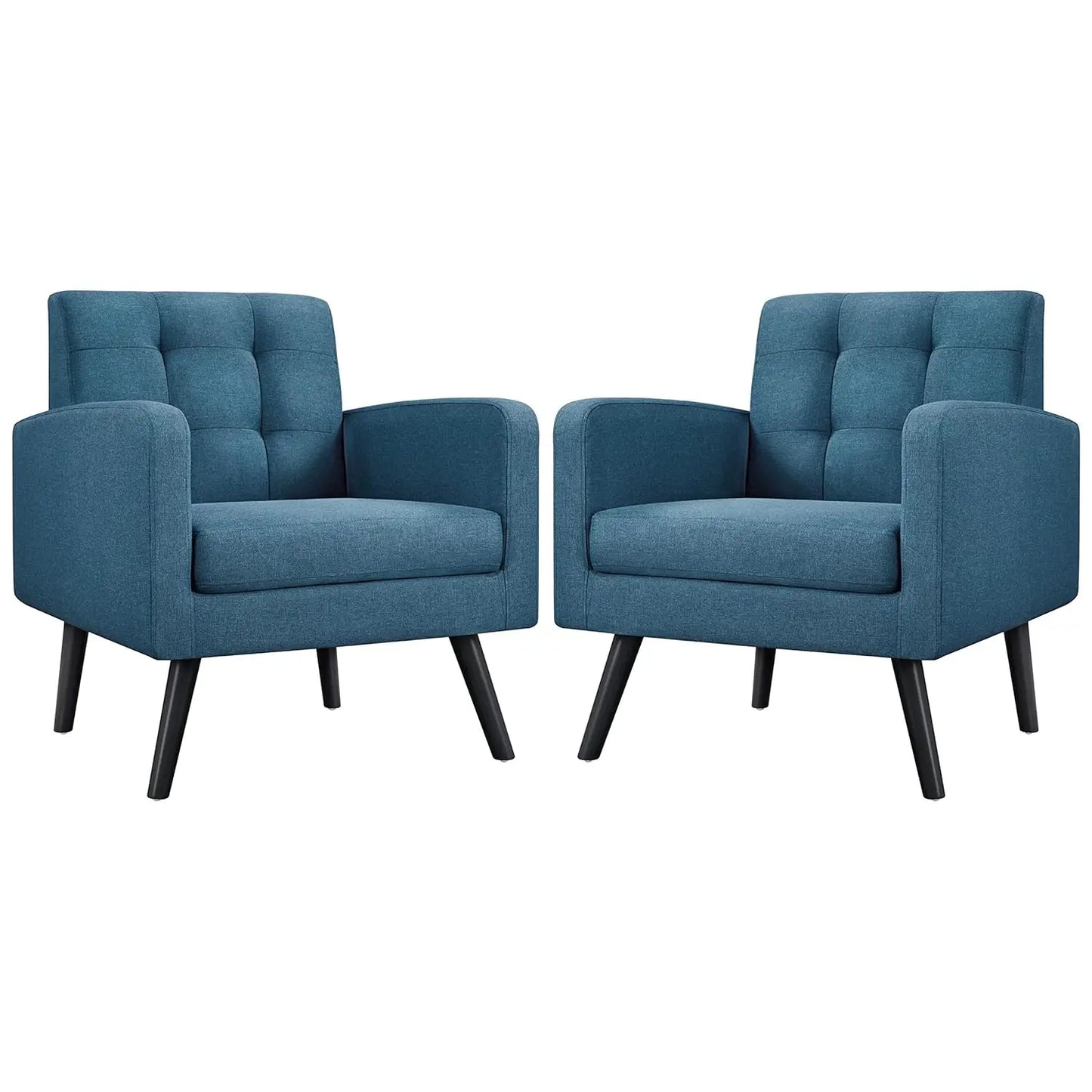 Mid-Century Accent Chairs, Modern Upholstered Living Room Chair, Cozy Armchair Button Tufted Back and Wood Legs for, Customized
