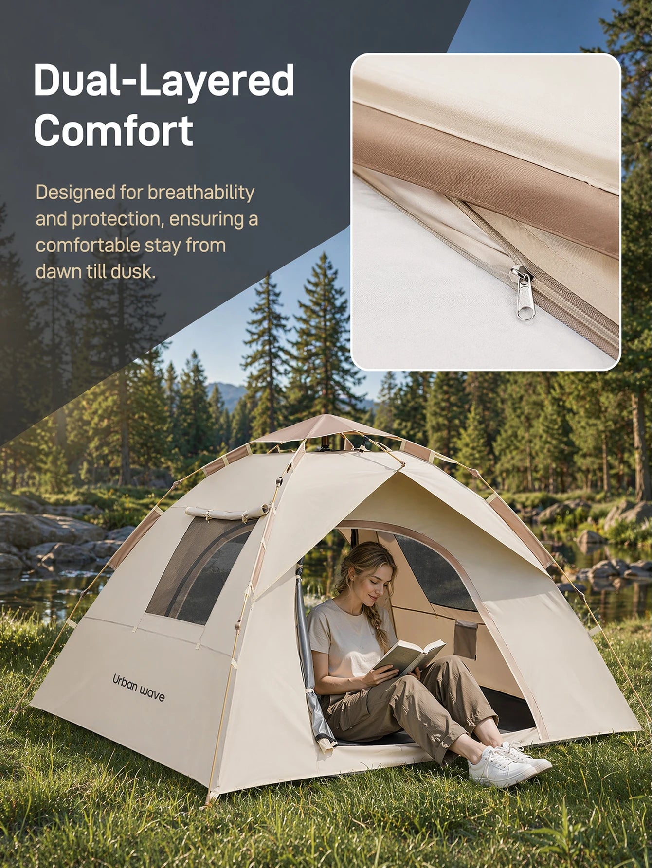 Automatic Pop-up Camping Tent, Windproof, Sunproof, and Waterproof, Suitable for Park Camping Trips, Wilderness Hiking and Adventure, Beach Family Vacations, Portable and Foldable, the Perfect Holiday Gift.