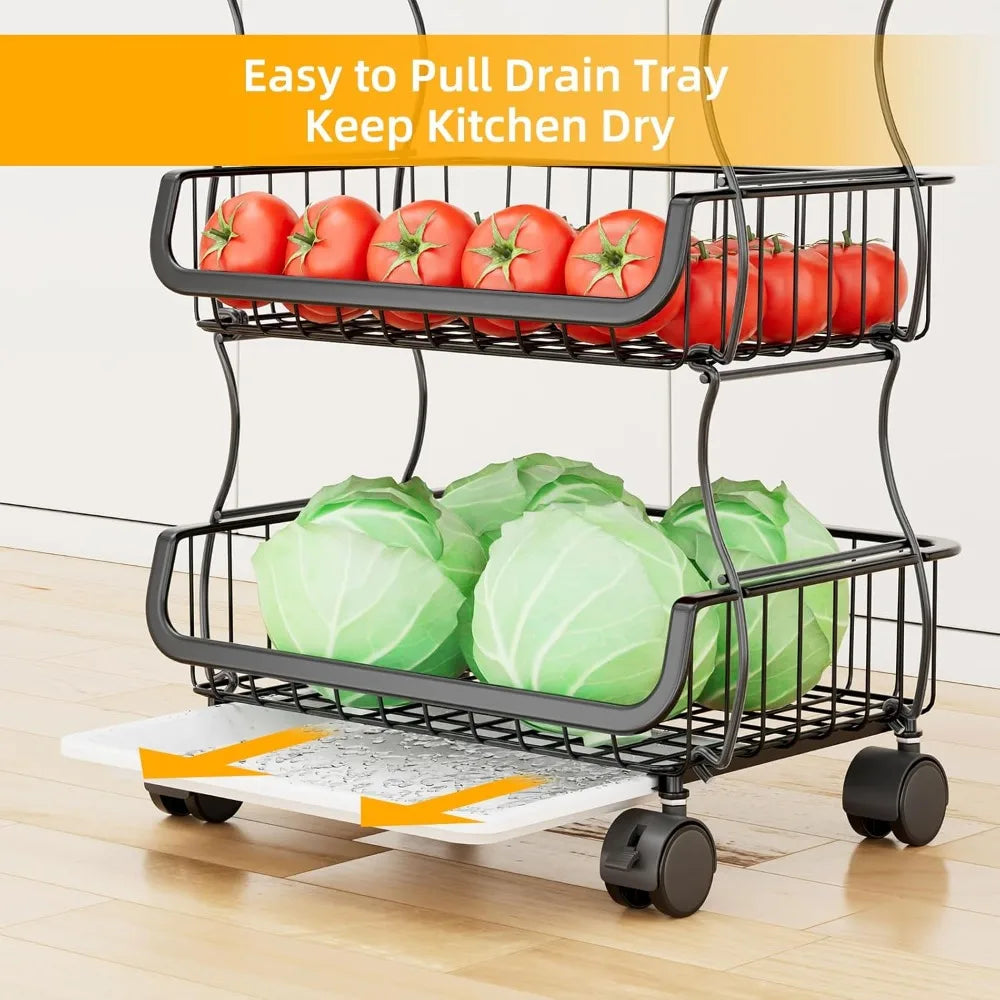 4 Tier Rolling Cart Storage Basket