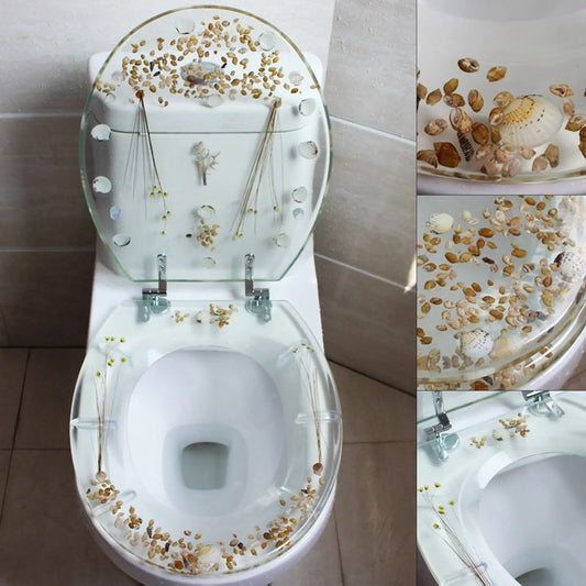 Transparent Toilet Seat Beautiful Resin Toilet Seat Cover Slow Down Easy Clean Home Bathroom Universal Shells Decor UType