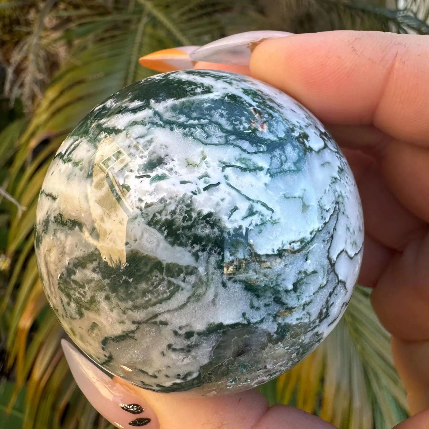Natural Moss Agate Ball Reiki Tree Crystal Sphere Home Office Collections Aesthetic Decorative Minerals Modern Stones 2025