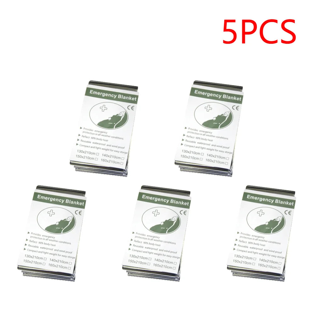 5-30pcs Outdoor Emergency Survival Blanket First Aid Rescue Kit Waterproof Waterproof Foil Thermal Camping  Blanket Hot