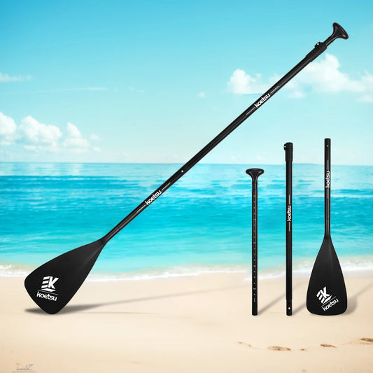 3-Piece Detachable SUP Paddle Adjustable Length Stand Up Paddleboard Paddles Aluminum Alloy One Way Paddle for Canoe Kayaking