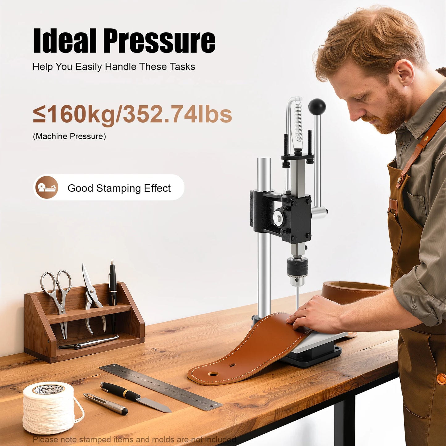 Manual Press Puncher Leather Craft Imprinting Machine Leather Craftsmen Tool for Punching, Pronging, and Stamping Processes
