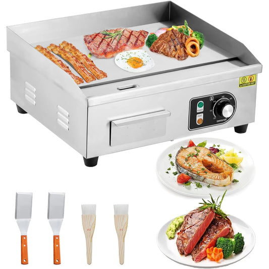 Electric Griddle for Outdoor Cooking Non-Stick Grill Plate Adjustable Temperature Control 122°F-572°F High Power 3600W