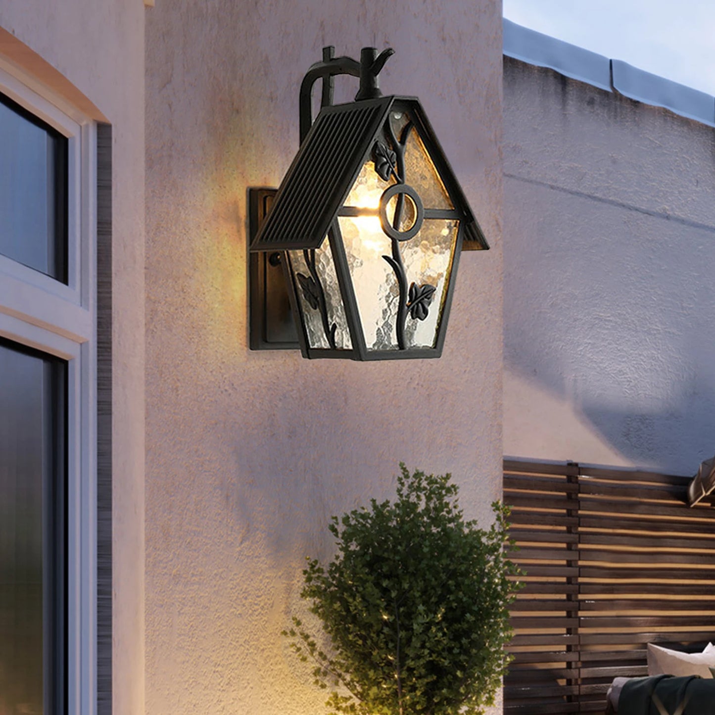 100W European Style House Wall Lamp IP55 Waterproof Outdoor E26 Base Light with Flower Decoration for Garden, Patio & Corridor