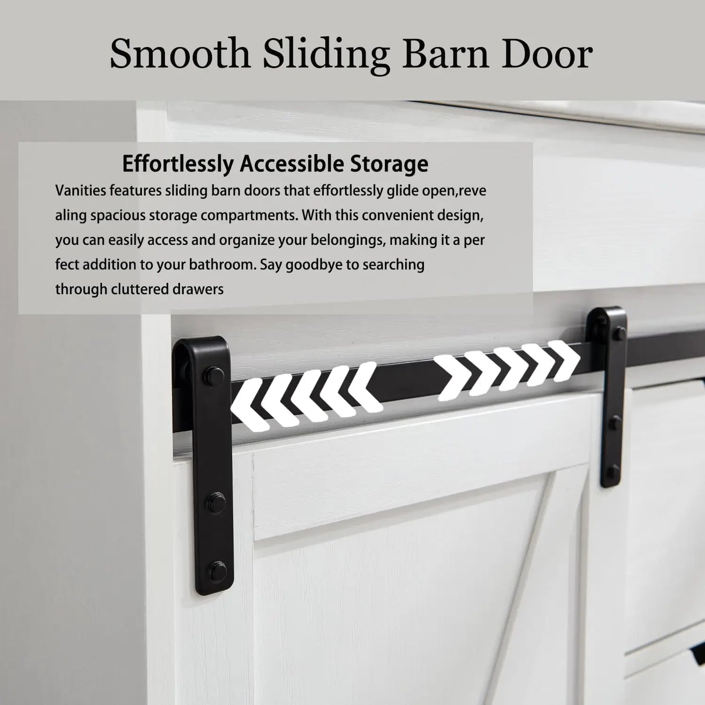 30" Farmhouse Bathroom Vanity with Sink, Freestanding Bathroom Storage Vanity Cabinet w/Sliding Barn Door