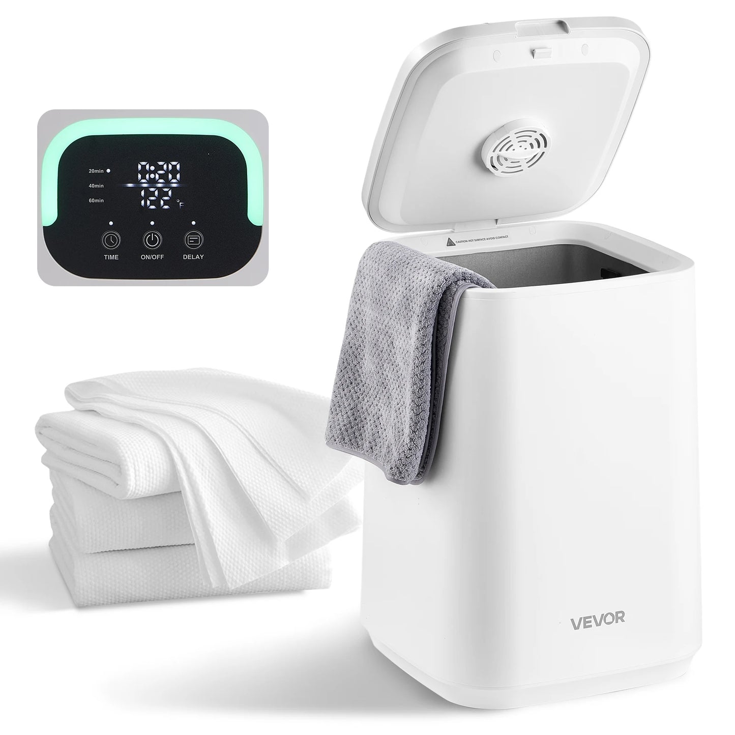 SucceBuy 20L Towel Warmer Bucket w/ LED Light Timer Temperature Setting Security Lock & 4 Hooks Large Blanket Warmers for SPA