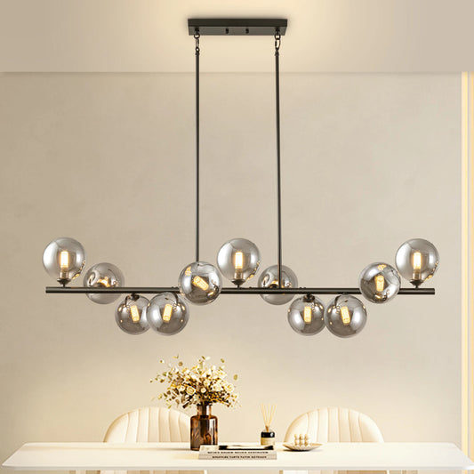 11-Light Linear Chandelier Bubble Chandelier Height Adjustable Chandeliers for Dining Room Kitchen Island 51in Chandelier