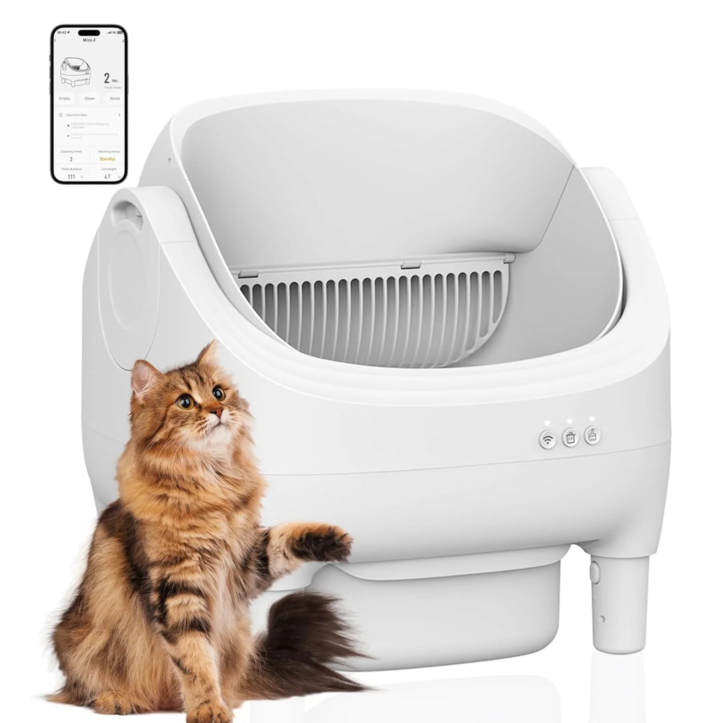 Smart Self-Cleaning Litter Box For Cats Open Air Auto-Sifting Pet Toilet Odor Control Extra Large Kitty Tray With App